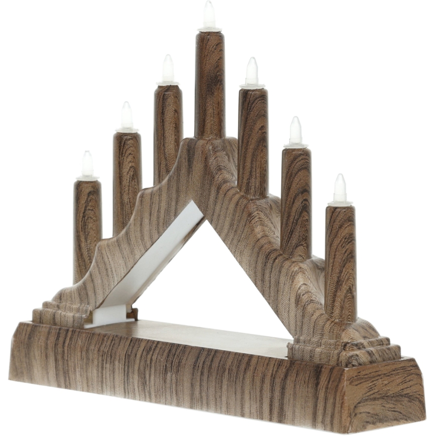 LED Adventsljusstake 7xLED/2xAA varm vit