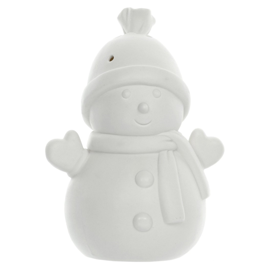 LED Christmas porcelain decoration LED/3xLR44 snögubbe