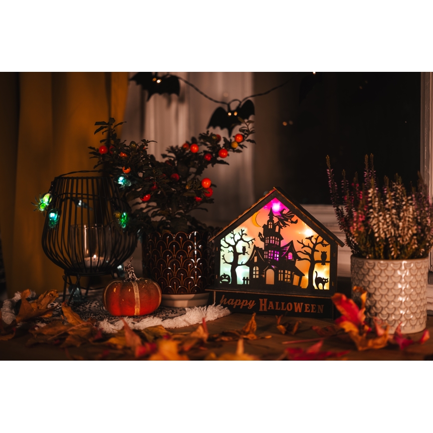 LED Dekoration HALLOWEEN LED/2xAA/Flerfärgad spökhus