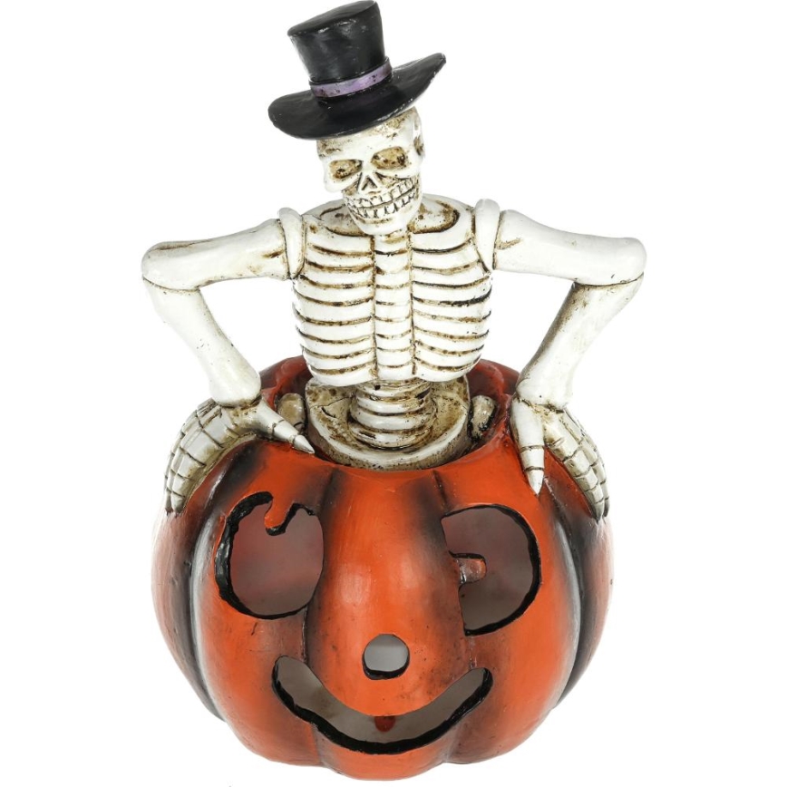 LED Dekoration HALLOWEEN LED/2xLR44/varm vit Skelett i pumpa harts