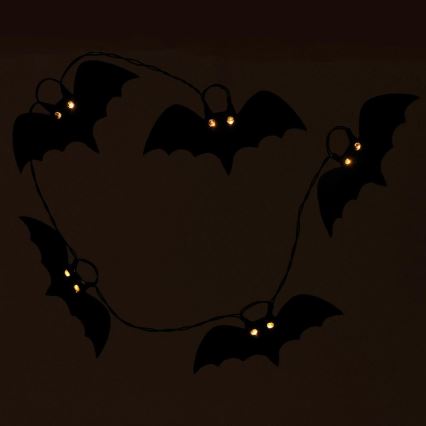 LED dekorativ kedja HALLOWEEN 10xLED/2xAA/varm vit 1,3m fladdermöss