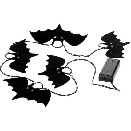 LED dekorativ kedja HALLOWEEN 10xLED/2xAA/varm vit 1,3m fladdermöss