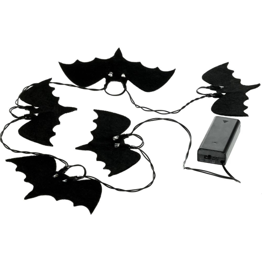 LED dekorativ kedja HALLOWEEN 10xLED/2xAA/varm vit 1,3m fladdermöss