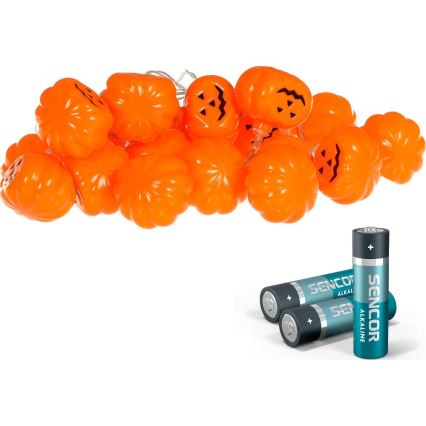 LED dekorativ kedja HALLOWEEN 20xLED/3xAA/varm vit 3,3m pumpor