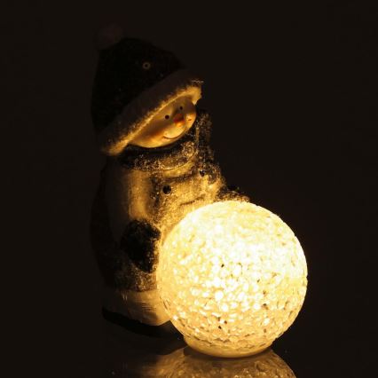 LED juldekoration LED/2xLR44/varm vit snögubbe med snöboll