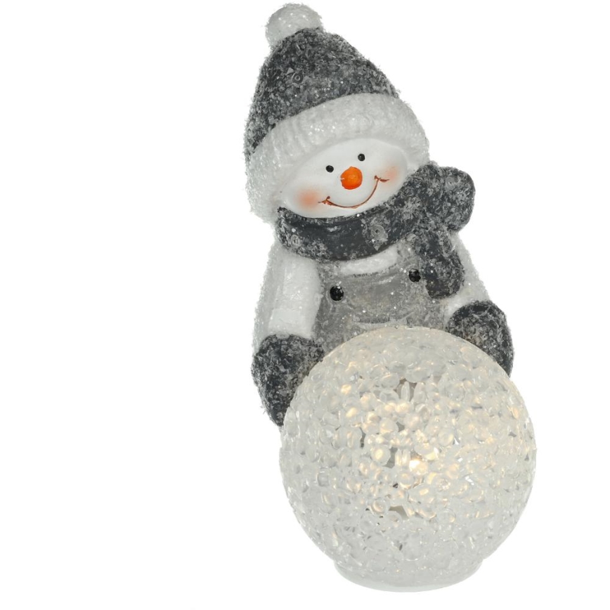 LED juldekoration LED/2xLR44/varm vit snögubbe med snöboll