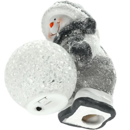 LED juldekoration LED/2xLR44/varm vit snögubbe med snöboll