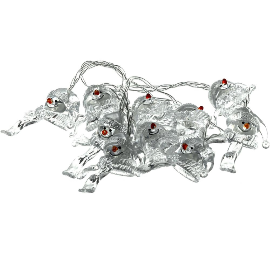 LED julkedja 10xLED/2xAA/varm vit 1,65m snögubbar
