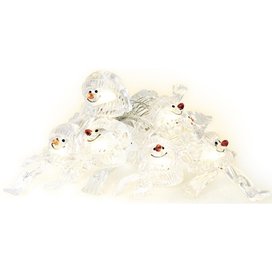 LED julkedja 10xLED/2xAA/varm vit 1,65m snögubbar