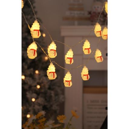 LED julkedja 20xLED/3xAA/varm vit 3,3m snögubbar
