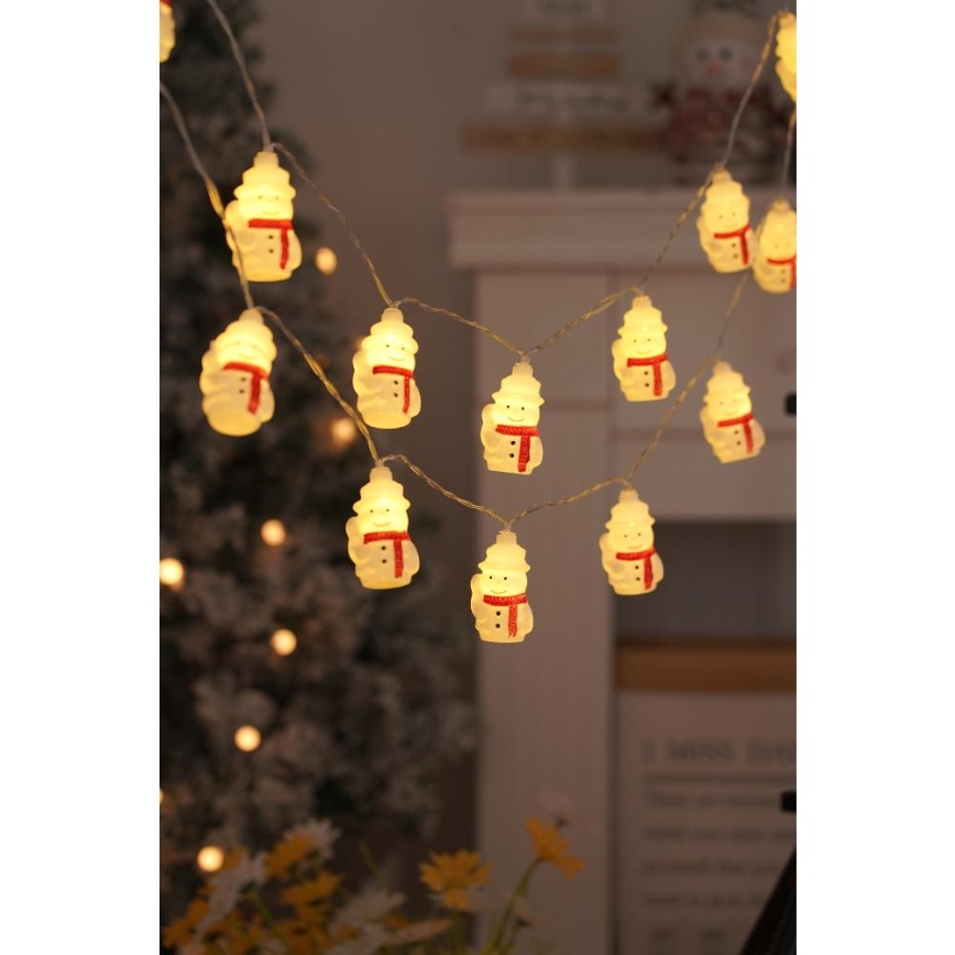 LED julkedja 20xLED/3xAA/varm vit 3,3m snögubbar