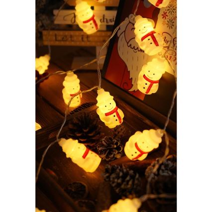 LED julkedja 20xLED/3xAA/varm vit 3,3m snögubbar