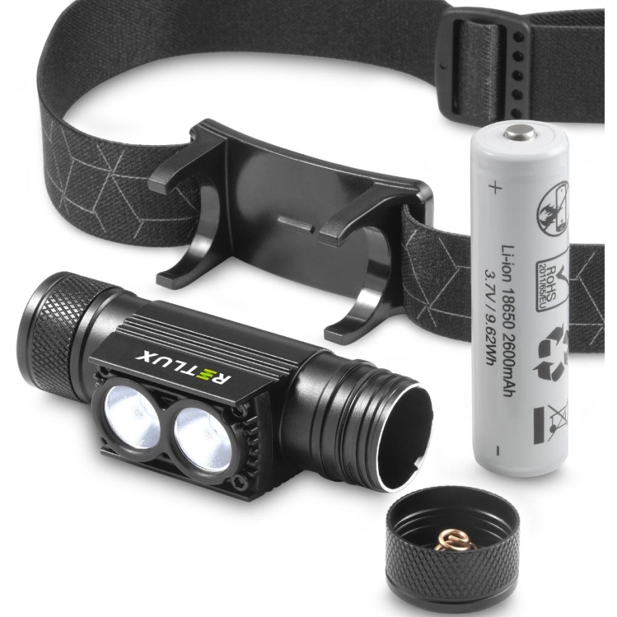 LED Ljusreglerad uppladdningsbar aluminum pannlampa LED/2600 mAh IP65