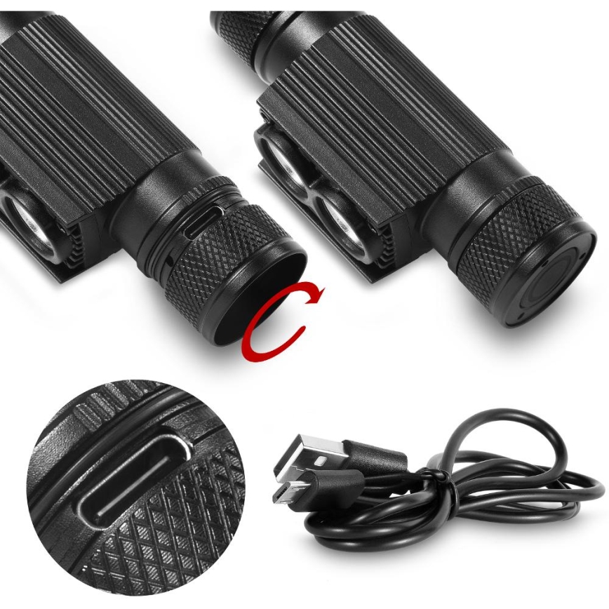 LED Ljusreglerad uppladdningsbar aluminum pannlampa LED/2600 mAh IP65