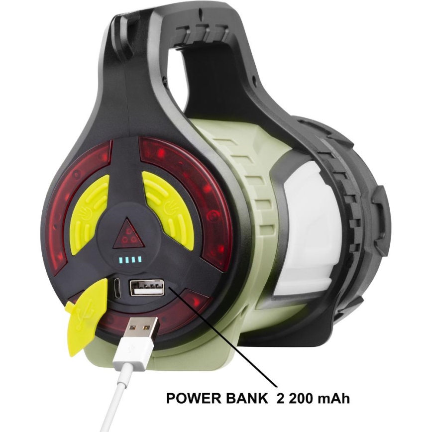 LED Ljusreglerad utomhus uppladdningsbar ficklampa med en strömbank LED/21W/4400mAh IP44