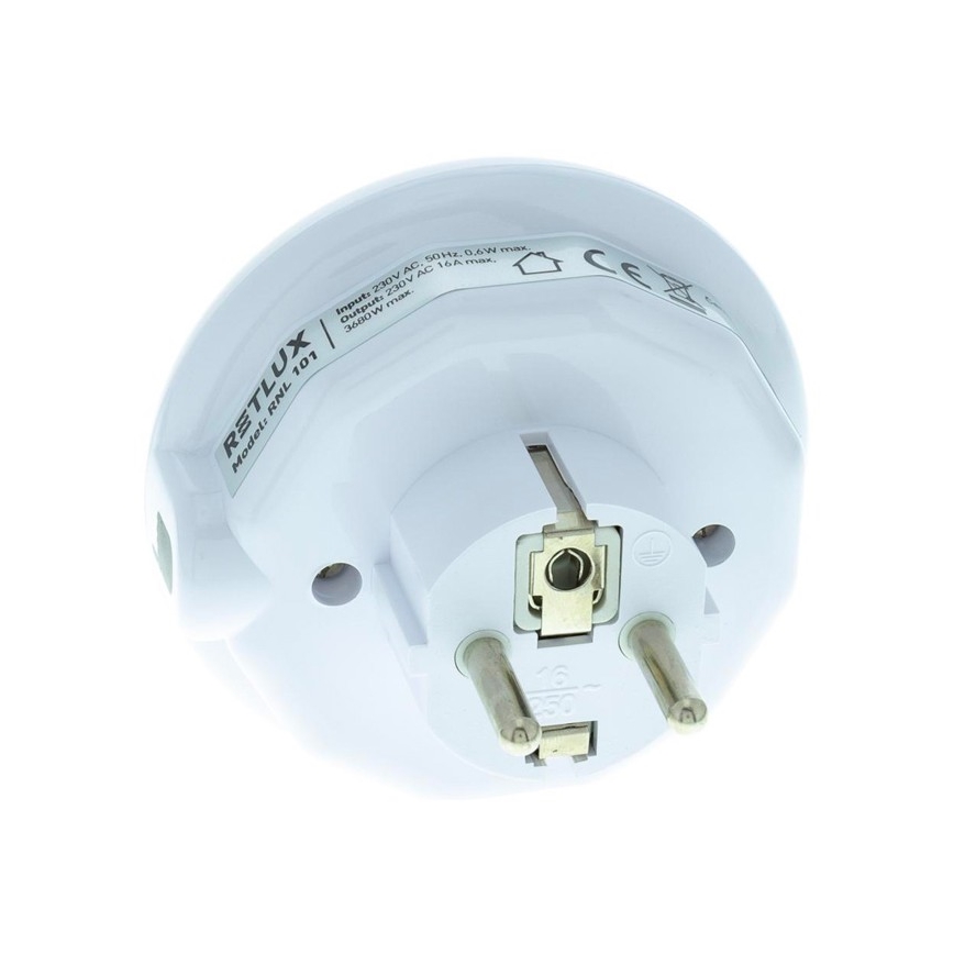 LED nattlampa  med skymningssensor  Data kontakt  zásuvkou LED/0,6W/230V
