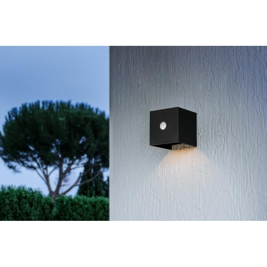 Retlux - LED solcellsvägglampa med sensor LED/1W/3,7V 1200 mAh IP44 svart