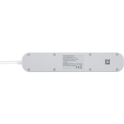 Smart förlängning kabel med strömbrytare 4Z Typ E + 2x USB-A + 1x USB-C 1,5m Wi-Fi Tuya vit