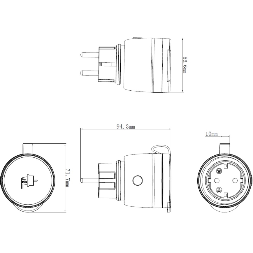 Smart utomhus uttag 3680W/230V/Typ F SCHUKO/16A Wi-Fi IP44