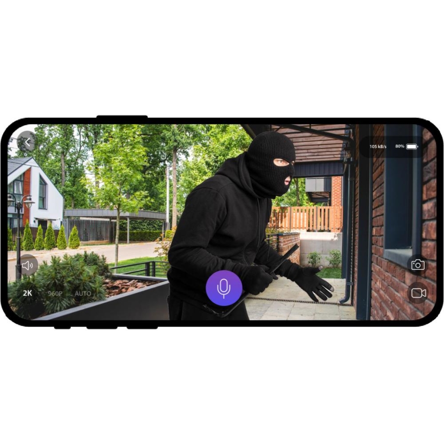 Video ringklocka med rörelsedetektor 5MPx 1440p 5200 mAh Wi-Fi IP65 antracit