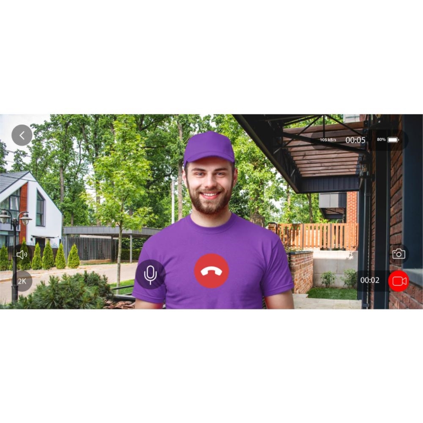 Video ringklocka med rörelsedetektor 5MPx 1440p 5200 mAh Wi-Fi IP65 antracit