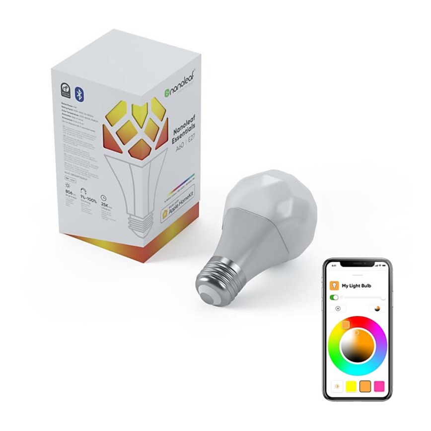 RGB Dimbar LED-lampa ESSENTIALS A19 E27/8W/230V 2700-6500K - Nanoleaf