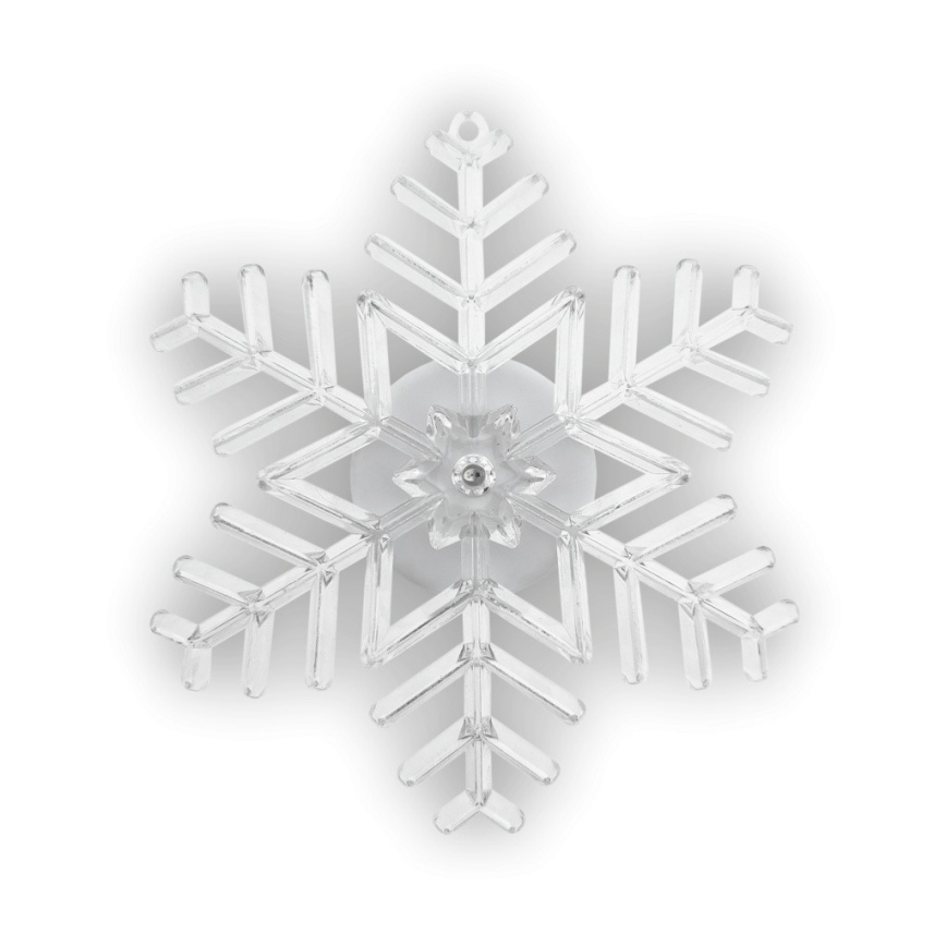 RGB-LED juldekoration i form av snöflinga med sugpropp, drivs av 3x LR44-batterier