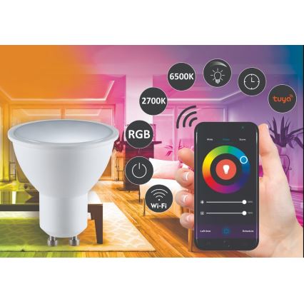 RGBW LED Ljusreglerad glödlampa G45 GU10/5,5W/230V 2700-6500K Wi-Fi Tuya