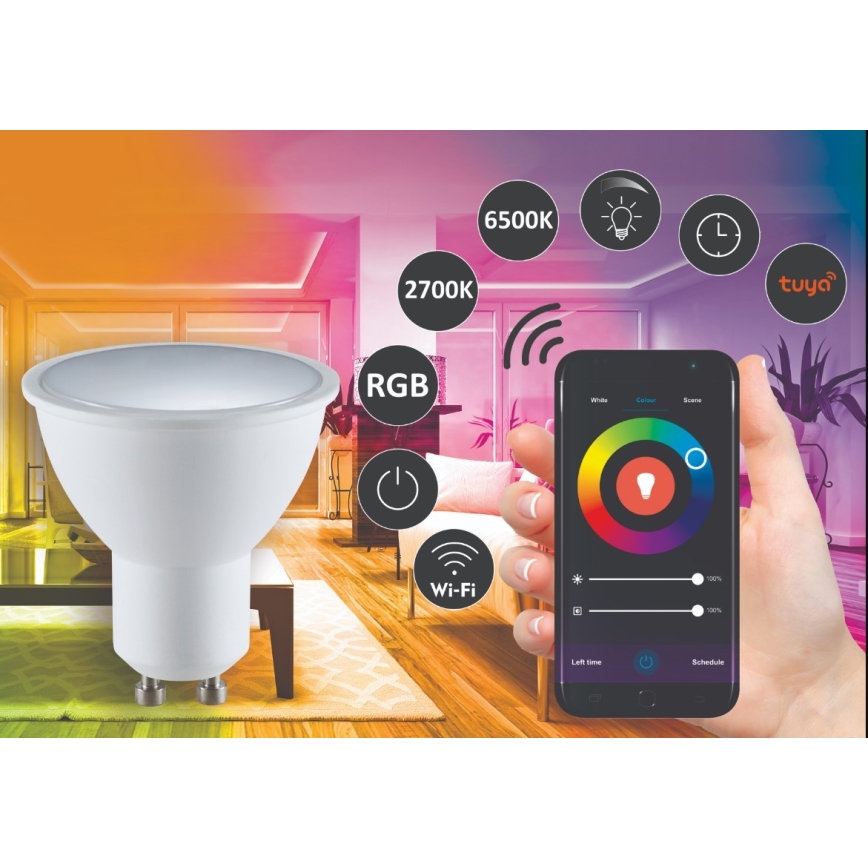 RGBW LED Ljusreglerad glödlampa G45 GU10/5,5W/230V 2700-6500K Wi-Fi Tuya