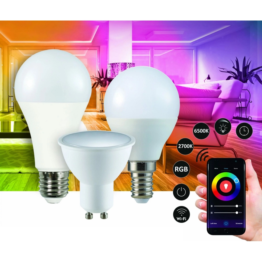 RGBW LED Ljusreglerad glödlampa G45 GU10/5,5W/230V 2700-6500K Wi-Fi Tuya