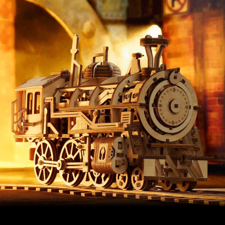 RoboTime - 3D Mekaniskt pussel i trä Steam locomotive