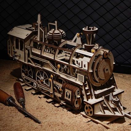 RoboTime - 3D Mekaniskt pussel i trä Steam locomotive