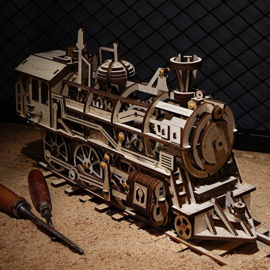 RoboTime - 3D Mekaniskt pussel i trä Steam locomotive