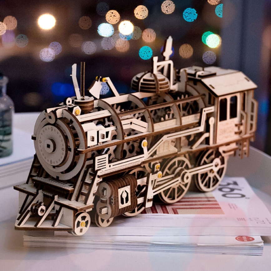 RoboTime - 3D Mekaniskt pussel i trä Steam locomotive