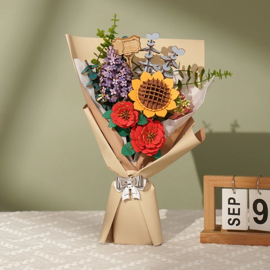 RoboTime - 3D träpussel Bukett