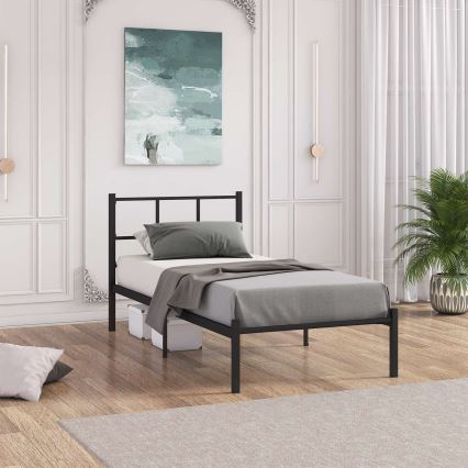 Robust enkelsäng i metall ROVAN 90 x 200 cm, svart – maxbelastning 120 kg