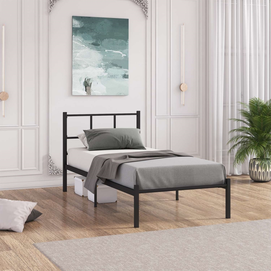 Robust enkelsäng i metall ROVAN 90 x 200 cm, svart – maxbelastning 120 kg