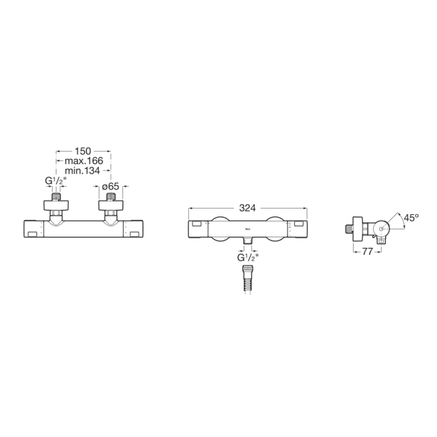 Roca A5A2E18C00 - Dusch termostatisk tap T-500 skinande krom