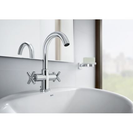 Roca A5A3043C00 - Kran till handfat + avlopp med bräddavlopp LOFT 27 cm skinande krom