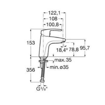 Roca A5A3298C00 - MONODIN tvättställsblandare 15,3 cm, blank krom