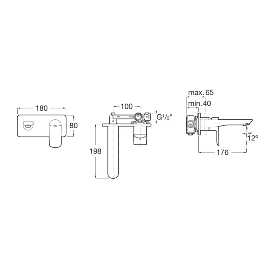 Roca A5A356EC00 - CALA badkarsblandare för infälld installation, blank krom