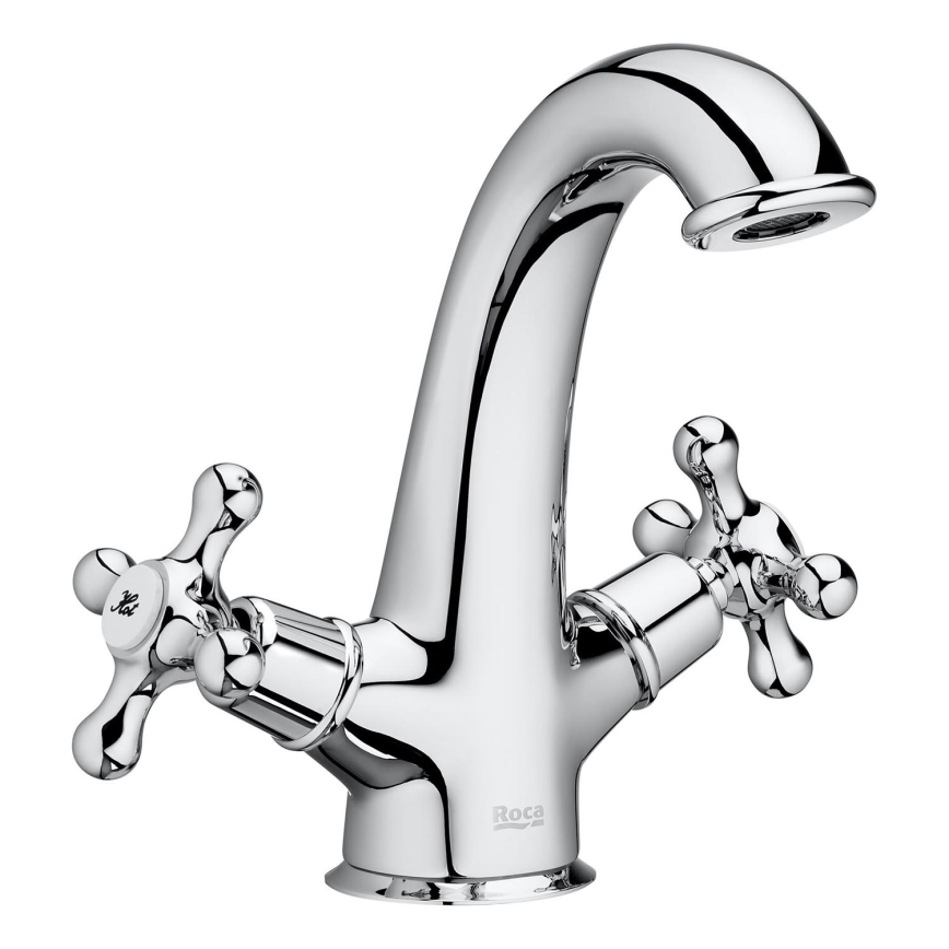 Roca A5A3A4BC00 - Kran till handfat + avlopp med bräddavlopp CARMEN 17,8 cm skinande krom