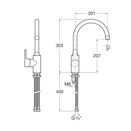Roca A5A8409C00 - Vaskkran L20 32,5 cm skinande krom