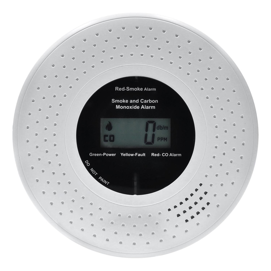 Rök- och kolmonoxiddetektor med LCD display 2xAA