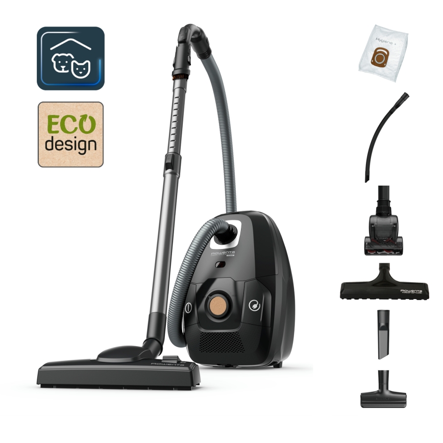 Rowenta - Dammsugare med påse GRÖN FORCE EFFITECH ECO TOTAL CLEAN 400W/230V svart
