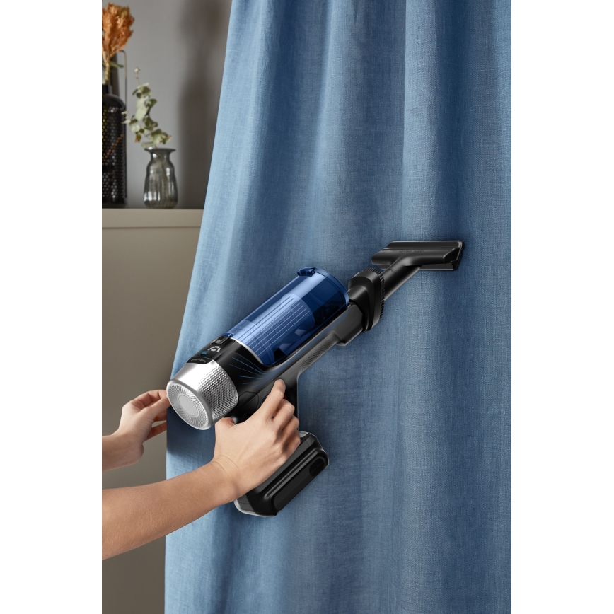 Rowenta - Skaftdammsugare med mopp X-FORCE FLEX ANIMAL AQUA AUTO 04.01.2001 250W/25,2V 2500 mAh svart/blå