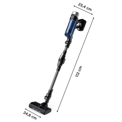 Rowenta - Skaftdammsugare med mopp X-FORCE FLEX ANIMAL AQUA AUTO 04.01.2001 250W/25,2V 2500 mAh svart/blå