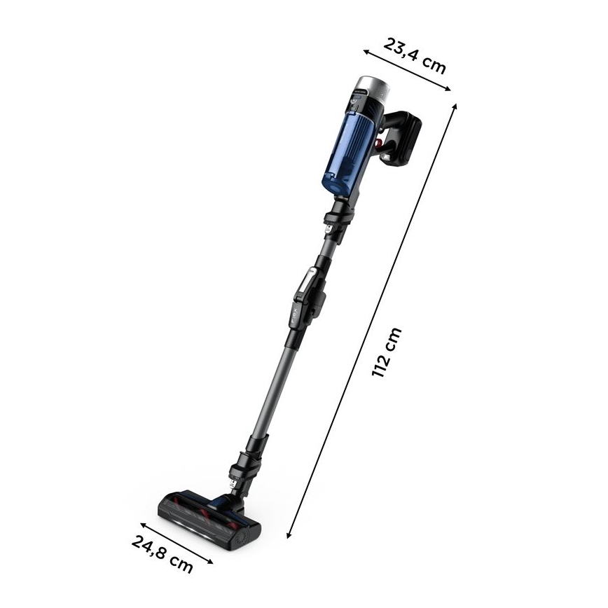 Rowenta - Skaftdammsugare med mopp X-FORCE FLEX ANIMAL AQUA AUTO 04.01.2001 250W/25,2V 2500 mAh svart/blå