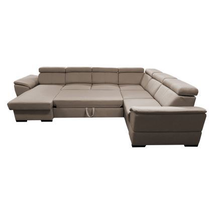Bäddbar hörnsoffa i U-form med förvaringsutrymme GRANADA beige