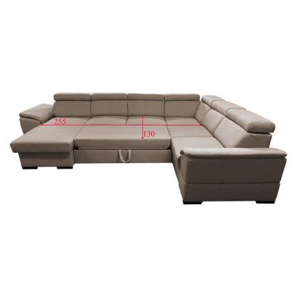Bäddbar hörnsoffa i U-form med förvaringsutrymme GRANADA beige